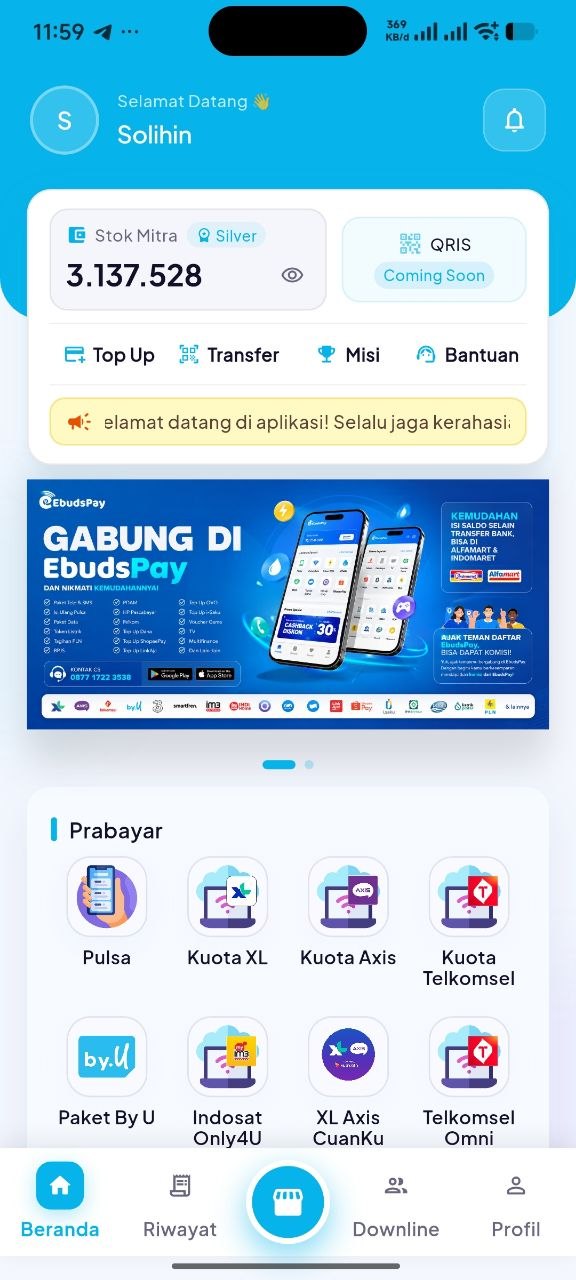 EbudsPay saat memesan pulsa